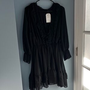 Elegant Black Ruffled Dress